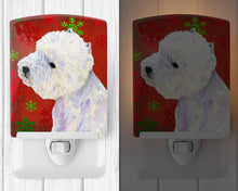 Load image into Gallery viewer, Westie Red and Green Snowflakes Holiday Christmas Ceramic Night Light LH9315CNL