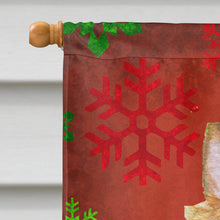 Load image into Gallery viewer, Silky Terrier Red and Green Snowflakes Holiday Christmas Flag Canvas House Size