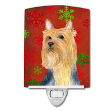 Load image into Gallery viewer, Silky Terrier Red Green Snowflake Holiday Christmas Ceramic Night Light LH9316CNL