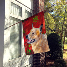 Load image into Gallery viewer, Australian Cattle Dog Red Snowflakes Holiday Christmas Flag Canvas House Size