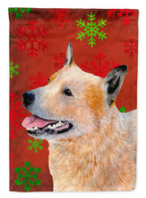Load image into Gallery viewer, Australian Cattle Dog Red Snowflakes Holiday Christmas Flag Canvas House Size
