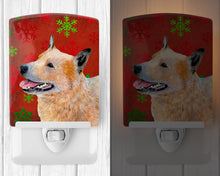 Load image into Gallery viewer, Australian Cattle Dog Red Green Snowflakes Christmas Ceramic Night Light LH9317CNL