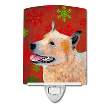 Load image into Gallery viewer, Australian Cattle Dog Red Green Snowflakes Christmas Ceramic Night Light LH9317CNL