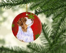 Load image into Gallery viewer, Australian Shepherd Red Snowflake Holiday Christmas Ornament - Round Ceramic Ornament – Artist-Designed Keepsake Decoration LH9318