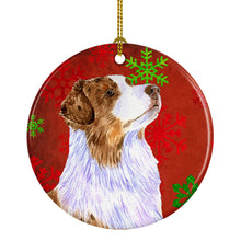 Load image into Gallery viewer, Australian Shepherd Red Snowflake Holiday Christmas Ornament - Round Ceramic Ornament – Artist-Designed Keepsake Decoration LH9318