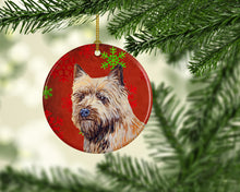 Load image into Gallery viewer, Cairn Terrier Red Snowflake Holiday Christmas Ornament - Round Ceramic Ornament – Artist-Designed Keepsake Decoration LH9320