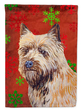 Load image into Gallery viewer, Cairn Terrier Red and Green Snowflakes Holiday Christmas Flag Canvas House Size