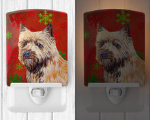 Load image into Gallery viewer, Cairn Terrier Red and Green Snowflakes Holiday Christmas Ceramic Night Light LH9320CNL