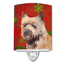 Load image into Gallery viewer, Cairn Terrier Red and Green Snowflakes Holiday Christmas Ceramic Night Light LH9320CNL