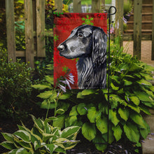 Load image into Gallery viewer, Flat Coated Retriever Red  Green Snowflakes Holiday Christmas Garden Flag – Decorative Outdoor Yard Flag