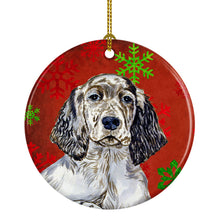 Load image into Gallery viewer, English Setter Red Snowflake Holiday Christmas Ornament - Round Ceramic Ornament – Artist-Designed Keepsake Decoration LH9322