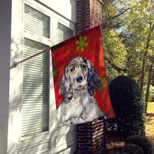 Load image into Gallery viewer, English Setter Red  Green Snowflakes Holiday Christmas Flag Canvas House Size