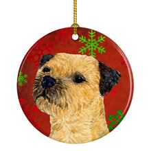 Load image into Gallery viewer, Border Terrier Red Snowflake Holiday Christmas Ornament - Round Ceramic Ornament – Artist-Designed Keepsake Decoration LH9323