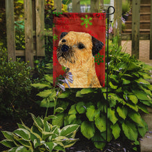 Load image into Gallery viewer, Border Terrier Red and Green Snowflakes Holiday Christmas Garden Flag – Decorative Outdoor Yard Flag