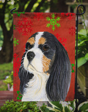 Load image into Gallery viewer, Cavalier Spaniel Red and Green Snowflakes Holiday Christmas Garden Flag – Decorative Outdoor Yard Flag