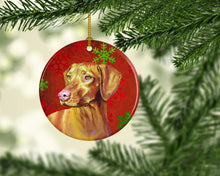 Load image into Gallery viewer, Vizsla Red Snowflake Holiday Christmas Ornament - Round Ceramic Ornament – Artist-Designed Keepsake Decoration LH9325