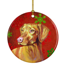 Load image into Gallery viewer, Vizsla Red Snowflake Holiday Christmas Ornament - Round Ceramic Ornament – Artist-Designed Keepsake Decoration LH9325