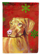 Load image into Gallery viewer, Vizsla Red and Green Snowflakes Holiday Christmas Flag Canvas House Size