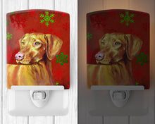 Load image into Gallery viewer, Vizsla Red and Green Snowflakes Holiday Christmas Ceramic Night Light LH9325CNL