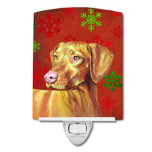 Load image into Gallery viewer, Vizsla Red and Green Snowflakes Holiday Christmas Ceramic Night Light LH9325CNL