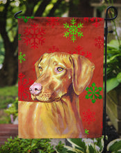 Load image into Gallery viewer, Vizsla Red and Green Snowflakes Holiday Christmas Garden Flag – Decorative Outdoor Yard Flag
