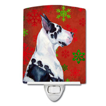 Load image into Gallery viewer, Great Dane Red and Green Snowflakes Holiday Christmas Ceramic Night Light LH9326CNL