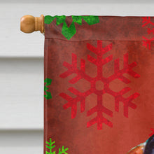 Load image into Gallery viewer, Basset Hound Red and Green Snowflakes Holiday Christmas Flag Canvas House Size