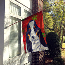 Load image into Gallery viewer, Basset Hound Red and Green Snowflakes Holiday Christmas Flag Canvas House Size