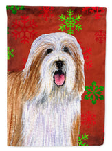 Load image into Gallery viewer, Bearded Collie Red  Green Snowflakes Holiday Christmas Flag Canvas House Size