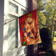 Load image into Gallery viewer, Bloodhound Red and Green Snowflakes Holiday Christmas Flag Canvas House Size