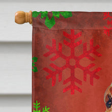 Load image into Gallery viewer, Bloodhound Red and Green Snowflakes Holiday Christmas Flag Canvas House Size