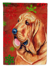 Load image into Gallery viewer, Bloodhound Red and Green Snowflakes Holiday Christmas Flag Canvas House Size