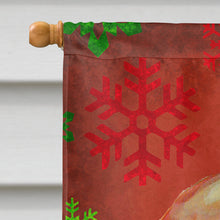 Load image into Gallery viewer, Basset Hound Red and Green Snowflakes Holiday Christmas Flag Canvas House Size
