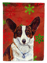 Load image into Gallery viewer, Corgi Red and Green Snowflakes Holiday Christmas Flag Canvas House Size