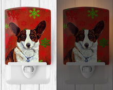 Load image into Gallery viewer, Corgi Red and Green Snowflakes Holiday Christmas Ceramic Night Light LH9333CNL