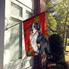 Load image into Gallery viewer, Bernese Mountain Dog Red Snowflakes Holiday Christmas Flag Canvas House Size