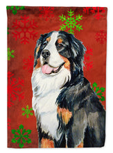 Load image into Gallery viewer, Bernese Mountain Dog Red Snowflakes Holiday Christmas Flag Canvas House Size