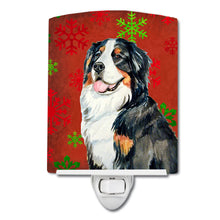 Load image into Gallery viewer, Bernese Mountain Dog Red  Green Snowflakes Holiday Christmas Ceramic Night Light LH9334CNL