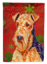 Load image into Gallery viewer, Airedale Red and Green Snowflakes Holiday Christmas Garden Flag – Decorative Outdoor Yard Flag