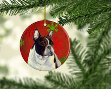Load image into Gallery viewer, French Bulldog Red Snowflake Holiday Christmas Ornament - Round Ceramic Ornament – Artist-Designed Keepsake Decoration LH9337