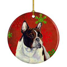 Load image into Gallery viewer, French Bulldog Red Snowflake Holiday Christmas Ornament - Round Ceramic Ornament – Artist-Designed Keepsake Decoration LH9337
