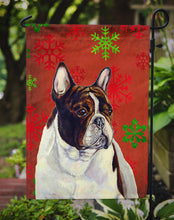 Load image into Gallery viewer, French Bulldog Red and Green Snowflakes Holiday Christmas Garden Flag – Decorative Outdoor Yard Flag