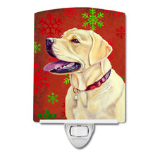 Load image into Gallery viewer, Labrador Red and Green Snowflakes Holiday Christmas Ceramic Night Light LH9338CNL