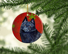 Load image into Gallery viewer, Schipperke Red Snowflake Holiday Christmas Ornament - Round Ceramic Ornament – Artist-Designed Keepsake Decoration LH9339
