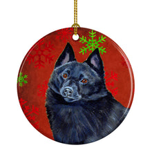 Load image into Gallery viewer, Schipperke Red Snowflake Holiday Christmas Ornament - Round Ceramic Ornament – Artist-Designed Keepsake Decoration LH9339