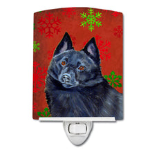 Load image into Gallery viewer, Schipperke Red and Green Snowflakes Holiday Christmas Ceramic Night Light LH9339CNL