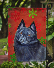 Load image into Gallery viewer, Schipperke Red and Green Snowflakes Holiday Christmas Garden Flag – Decorative Outdoor Yard Flag