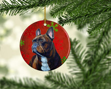 Load image into Gallery viewer, French Bulldog Red Snowflake Holiday Christmas Ornament - Round Ceramic Ornament – Artist-Designed Keepsake Decoration LH9340