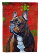 Load image into Gallery viewer, French Bulldog Red Green Snowflake Holiday Christmas Flag Canvas House Size