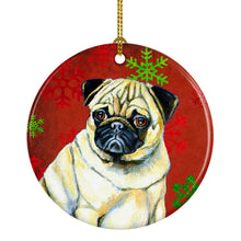 Load image into Gallery viewer, Pug Red Snowflake Holiday Christmas Ornament - Round Ceramic Ornament – Artist-Designed Keepsake Decoration LH9342